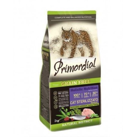 PRIMORDIAL GATTO TACCHINO E ARINGHE GRAIN FREE PER GATTI STERILIZZATI 2 kg