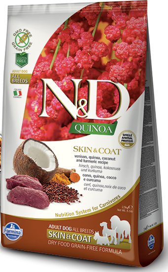 Immagine di Farmina ND GRAIN FREE QUINOA SKIN & COAT  Adult CERVO cocco e curcuma 7 kg