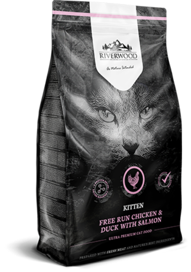 Immagine di PROMO RIVERWOOD GATTO KITTEN POLLO, ANATRA e SALMONE 2 KG GRAIN FREE CUCCIOLI