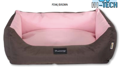 DIVANETTO CUSCINO Mod. DREAMAWAY BOSTON SOFA  ROSA con Bordo MARRONE Dimensioni 100 x 80 x 25 cm 