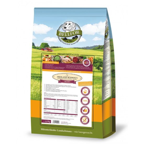 BELLFOR Crocchette ADULT POLLO ALLEVATO TERRA FREILAND SCHMAUS taglie MINI GRAIN FREE 2,5 kg