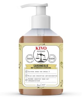 OLIO DI SARDINA SELVATICA + ECHINACEA E CURCUMA KIVO 500 ml - Per PELO e PELLE ed ARTICOLAZIONI del CANE E GATTO