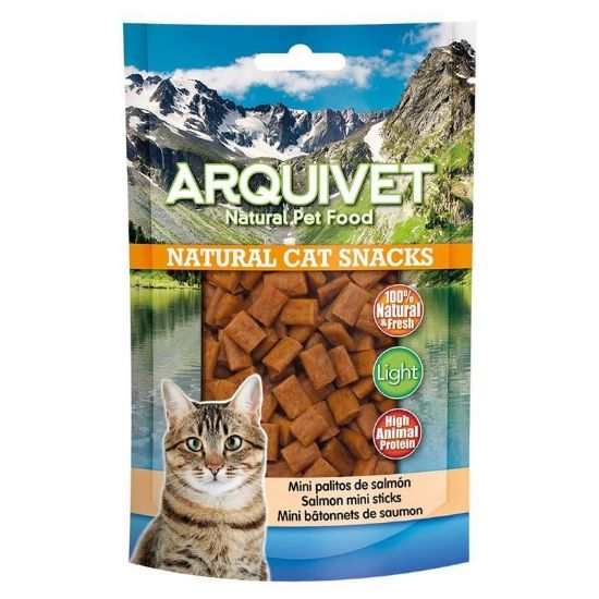 SNACK GATTO MINI CILINDRI DI SALMONE ESSICCATO 50 gr grain free