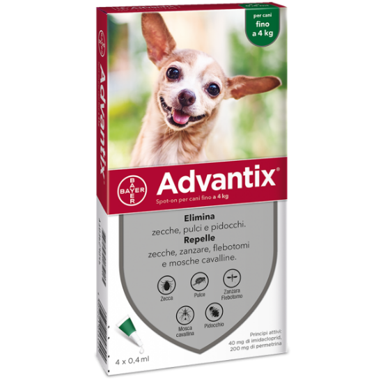 ADVANTIX PIPETTE PER CANI DA 1.5 A 4 KG - 4 Pipette: