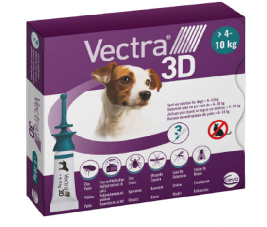 VECTRA 3D CANE 4 - 10 KG (3 PIPETTE) - CONTRO PULCI, ZECCHE E FLEBOTOMI 