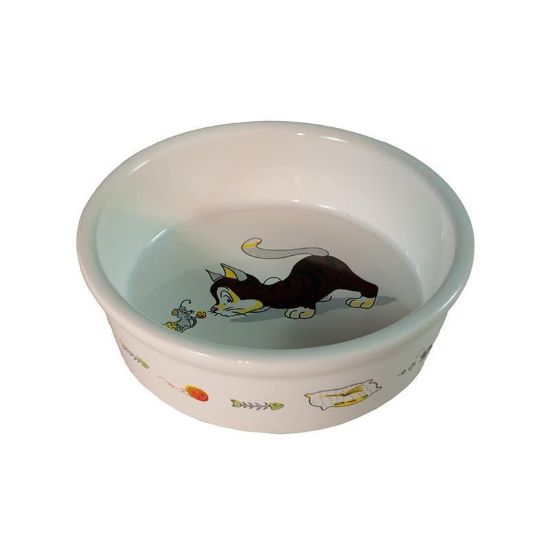 Negozio prodotti CANI E GATTI. Ciotola in ceramica gatto  diametro 11 cm