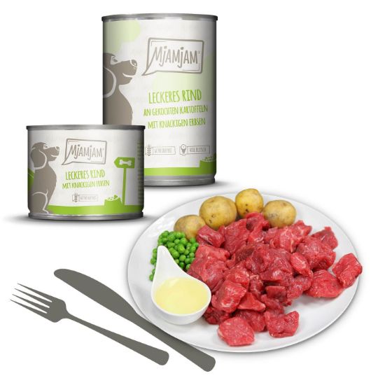 MJAMJAM MANZO CON PATATE UMIDO CANE  COMPLETO 800 GR. Lattina