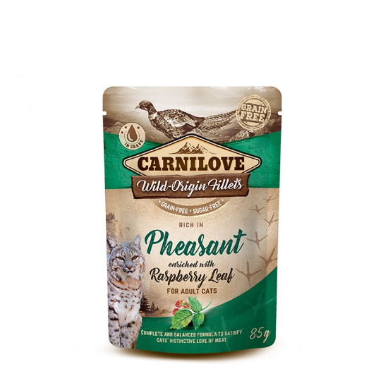 CARNILOVE UMIDO GATTO a FILETTI FAGIANO E LAMPONE 85 gr.