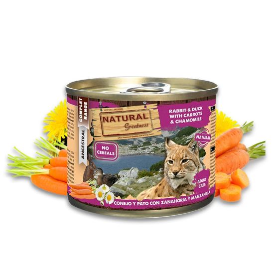 NATURAL GREATNESS Umido GATTO CONIGLIO ANATRA CAROTA 200 gr 