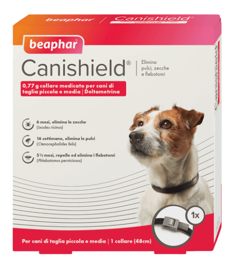 2 PZ. CANISHIELD COLLARE 48 CM TG. SMALL MEDIUM BEAPHAR 