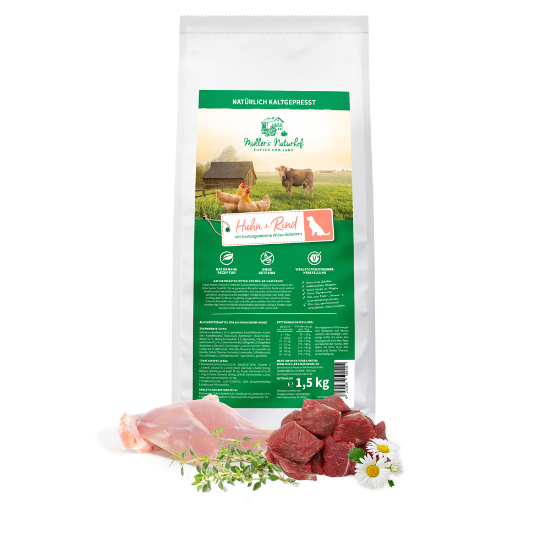 MULLER'S NATURHOF POLLO E MANZO ADULTO 15 KG PRESSATO A FREDDO GRAIN FREE
