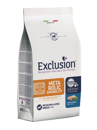 EXCLUSION METABOLIC MOBILITY MAIALE FIBRE 12 KG HYPOALLERGENIC LARGE BREED   SPEDIZIONE GRATIS  