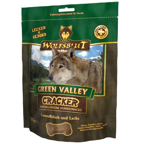 WOLFSBLUT AGNELLO E SALMONE CON TIMO 225 GR. GRAIN FREE CRUNCHY SNACK PREMIETTI (simil carnilove ) 