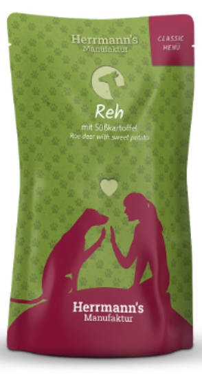 HERRMANN'S BIO CERVO con patate 130 GR . UMIDO CANE COMPLETO 