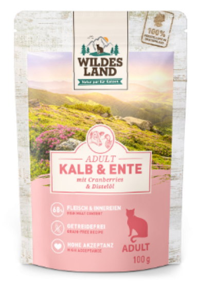 WILDES LAND CLASSIC UMIDO GATTO BUSTINA VITELLO E ANATRA 100 gr  Completo