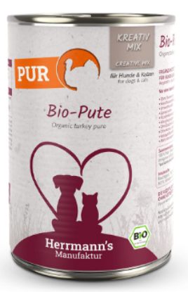 HERRMANN'S KREATIV MIX TACCHINO BIO PURA UMIDO CANE - GATTO COMPLETO 400G