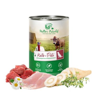 mullers-naturhof-400-gr-vitello-e-tacchino-grain-free-umido-cane-con-frattaglie