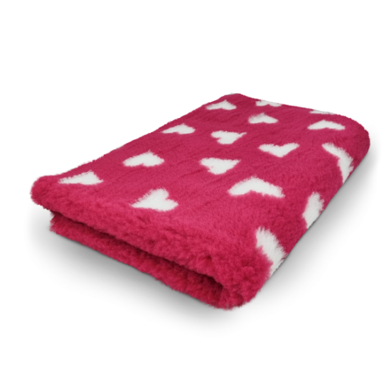 Tappeto VETBED FUCSIA  CON CUORI BIANCHI  tg. L 150 X 100 cm antiscivolo cani gatti 