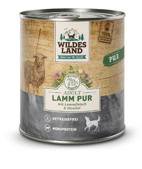 WILDES LAND AGNELLO  PUR  800 GR  con OLIO DI CARTAMO UMIDO CANE COMPLETO