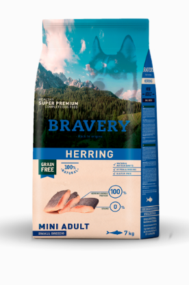 BRAVERY MINI ARINGA  7 KG ADULTO TG. PICCOLA GRAIN FREE 