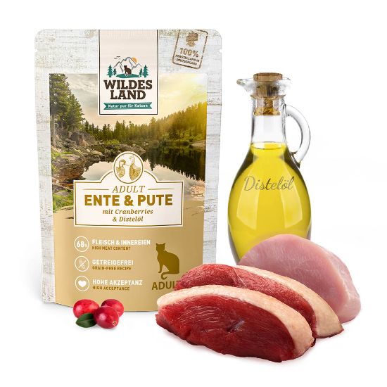 Wildes Land - cibo umido GATTO - anatra e tacchino con olio di cartamo  100 g