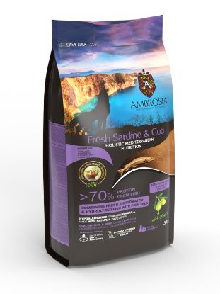 AMBROSIA MEDITERRANEA SARDINA MERLUZZO 5 KG HYPOALLERGENIC CANE ADULTO GRAIN FREE
