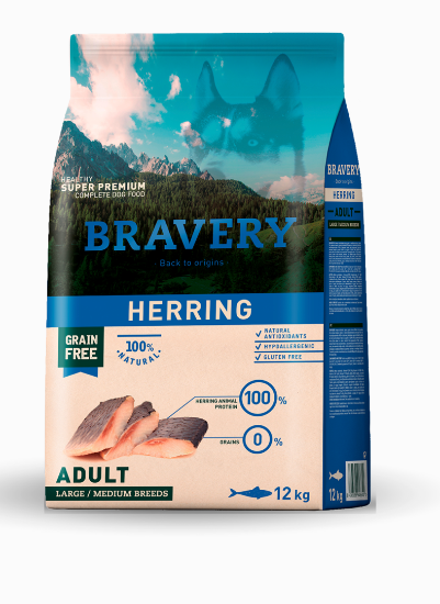 BRAVERY ARINGA ADULTO MEDIUM LARGE  12 KG GRAIN FREE 