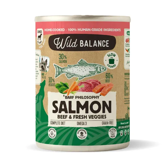 WILD BALANCE 400 GR MANZO SALMONE BARF MODE GRAIN FREE UMIDO CANE