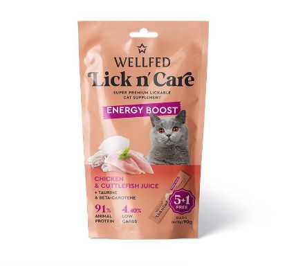 SNACK CREAMY ENERGY AL POLLO LICK&CARE 6 X 15 GR WELLFED