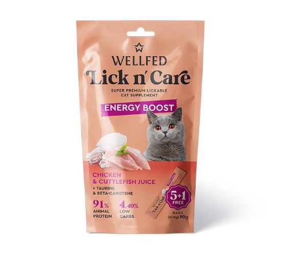 SNACK CREAMY ENERGY AL POLLO LICK&CARE 6 X 15 GR WELLFED
