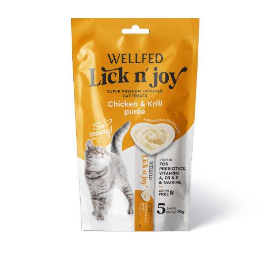 SNACK CREAMY POLLO E KRILL LICK&JOY 5 X 14 GR WELLFED